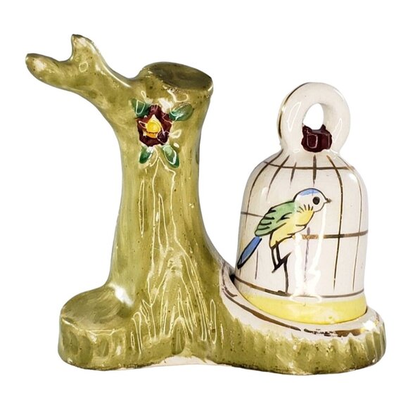 Vintage Bird Cage Tree Salt Pepper Shaker Set Occupied Japan Missing Cat - Picture 1 of 8